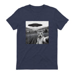 Cat Selfie With Alien UFO Funny Cat Gifts For Men Women Kid T-Shirt in Heather Navy - back view