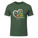 I'm A Proud Grandma Love Heart Autism Awareness Puzzle in Military Green - front view