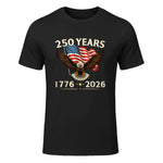 Patriotic Eagle Independence Anniversary T-Shirt in Black - front view