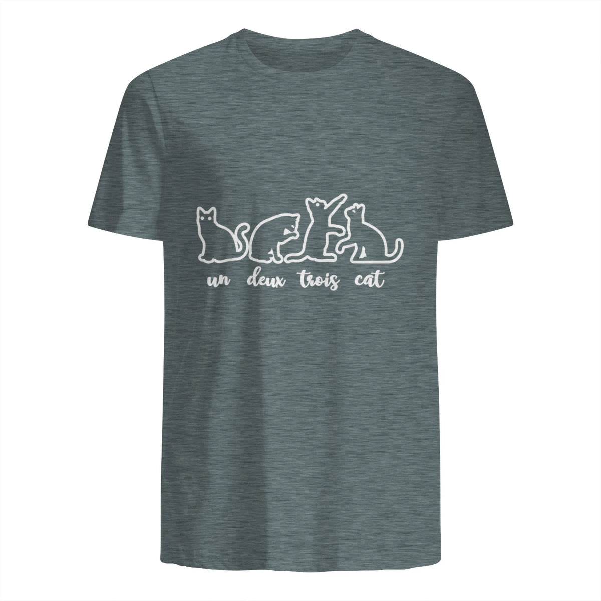 Un Deux Trois Cat, Cute & Funny Kittens, Gift For Cat Lovers T-Shirt in Dark Heather - back view
