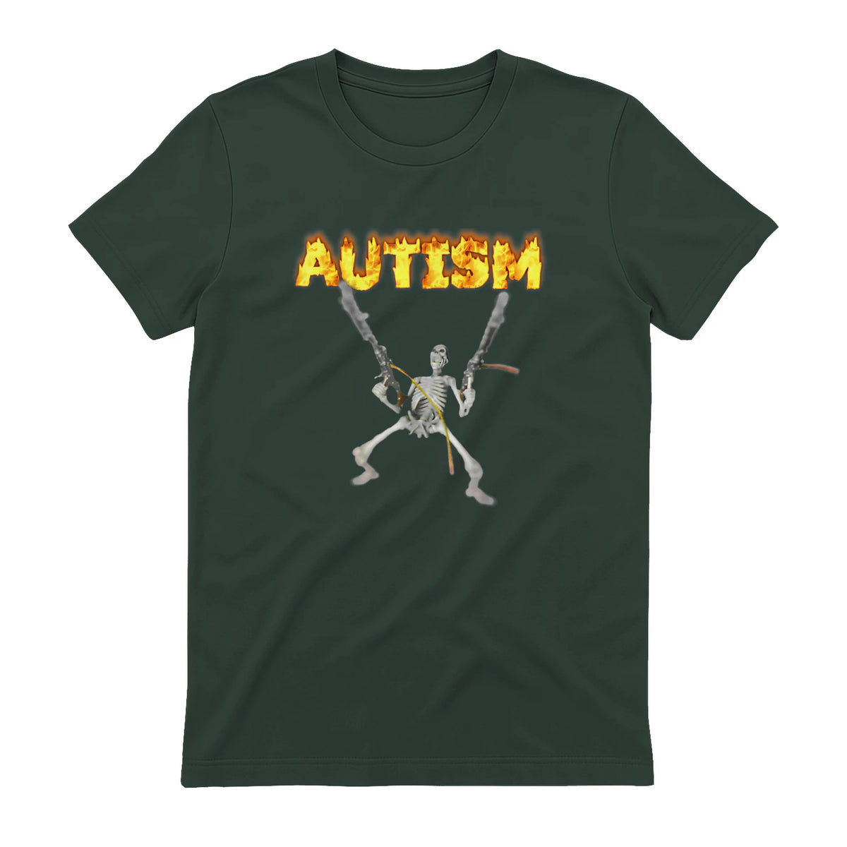 Autism Skeleton Meme in Forest Green - back view