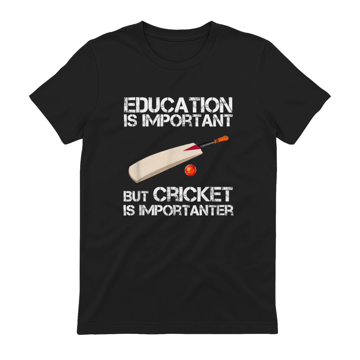 Education Is Important But Cricket Is Importanter T-Shirt T-Shirt in Black - back view