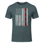 Proud Papa Flag Funny Father's Day from Grandchildren T-Shirt in Dark Heather - front view