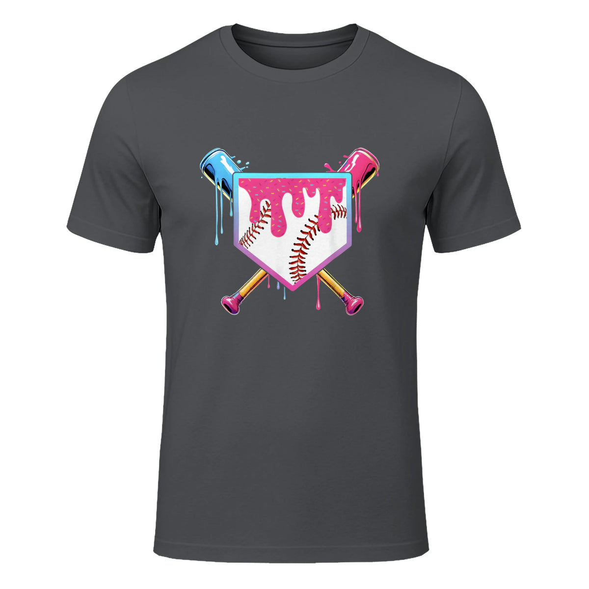 Baseball Drip Youth T-Shirt in Charcoal - front view