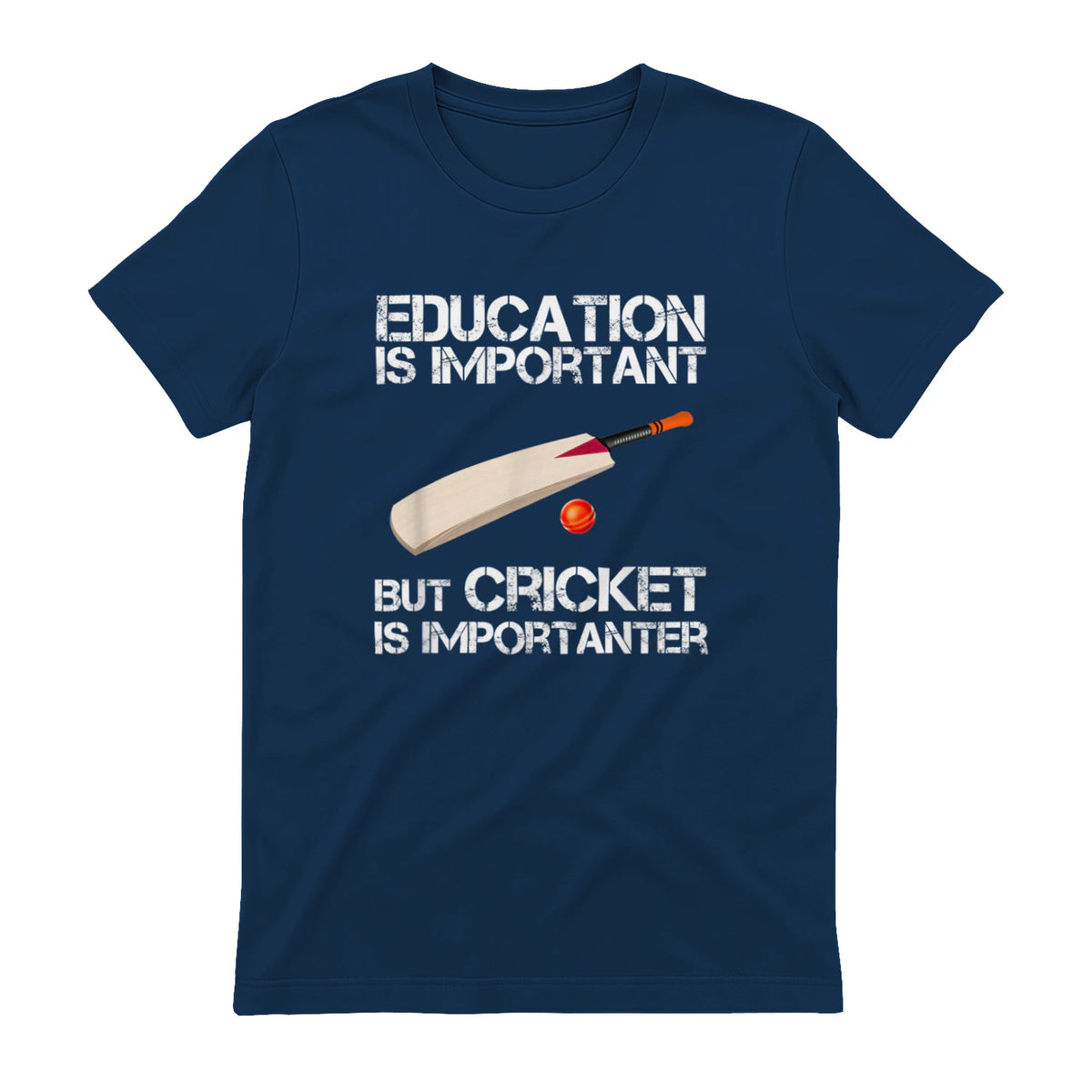 Education Is Important But Cricket Is Importanter T-Shirt T-Shirt in Navy - back view