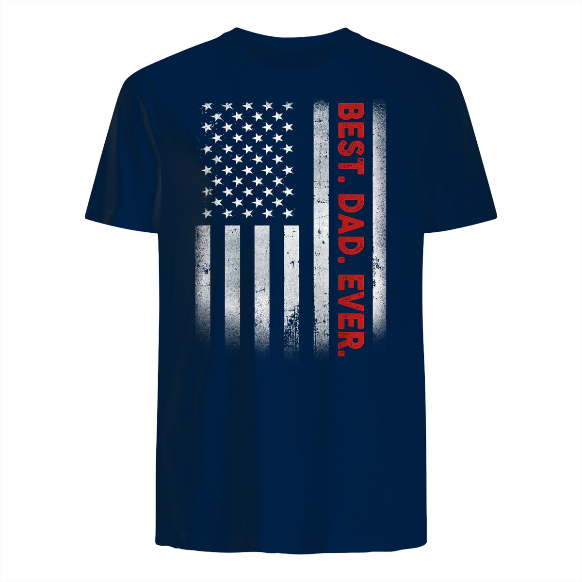 Best Dad Ever With US American Flag Gift For Father's Day in Navy - back view