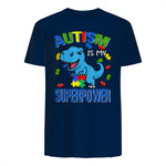 Kids Autism Awareness is My Superpower Boys in Navy - back view