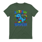 Kids Autism Awareness is My Superpower Boys in Military Green - back view