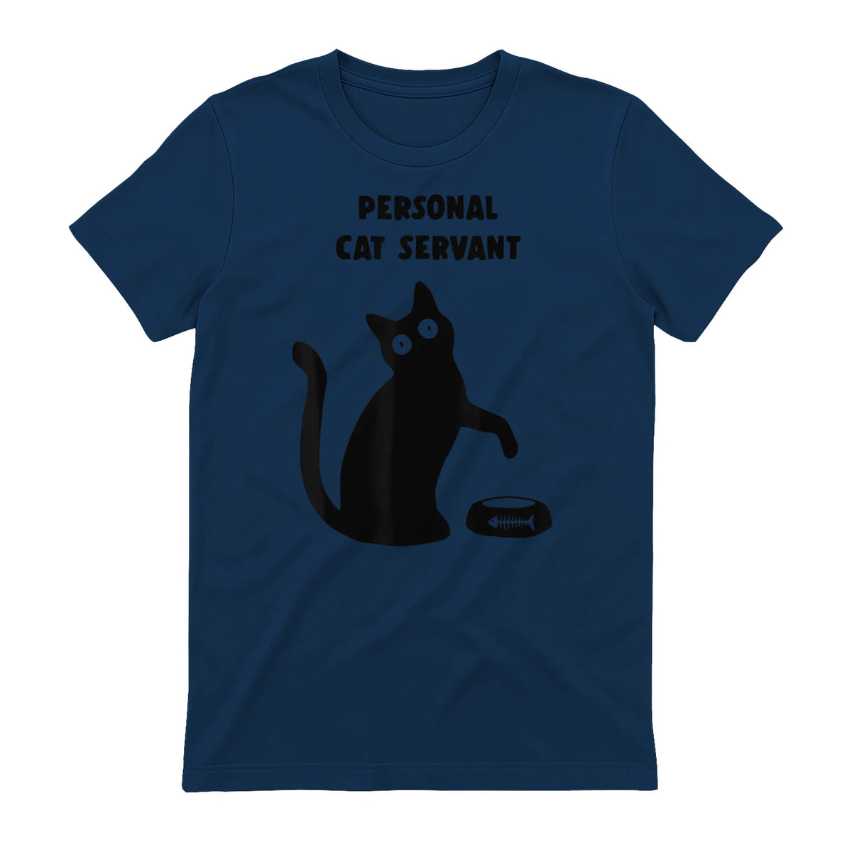 Personal Cat Servant Shirt Funny Black Cat Lover Gift in Navy - back view