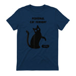 Personal Cat Servant Shirt Funny Black Cat Lover Gift in Navy - back view