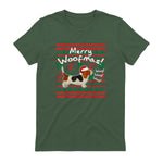 Basset Hound Chemise de Noël Merry Woofmas Père Noël Chien in Military Green - back view
