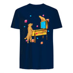 Flipper Wiz chien chat jouant au flipper in Navy - back view