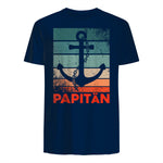 Papitän Papa und Kapitän Lustiges Retro Anker Vatertag in Navy - back view