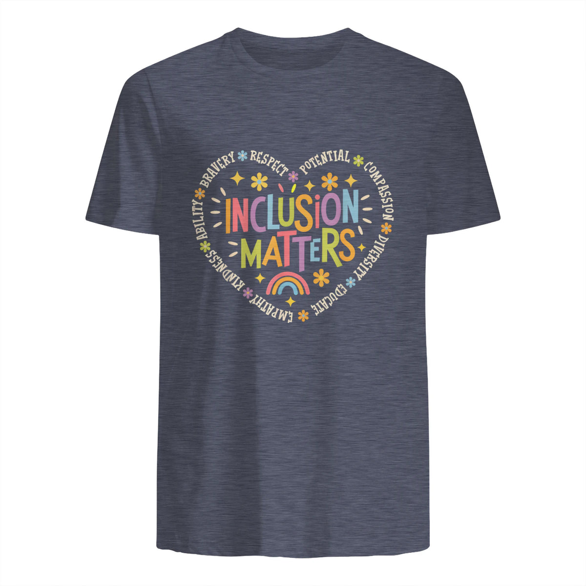 Inclusion Matters Special Education Teacher Autism Awareness in Heather Navy - back view