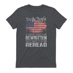 US Flag Constitution of The USA Needs to Be Reread T-Shirt in Charcoal - back view