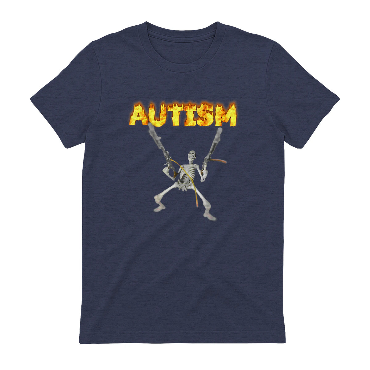 Autism Skeleton Meme in Heather Navy - back view