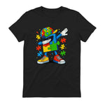 Dabbing Puzzle Autism Awareness in Black - back view