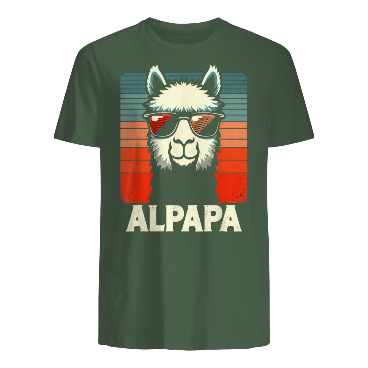 Bester Papa Alpapa Alpaka Frischgebackener Papa Vatertag T-Shirt in Military Green - back view