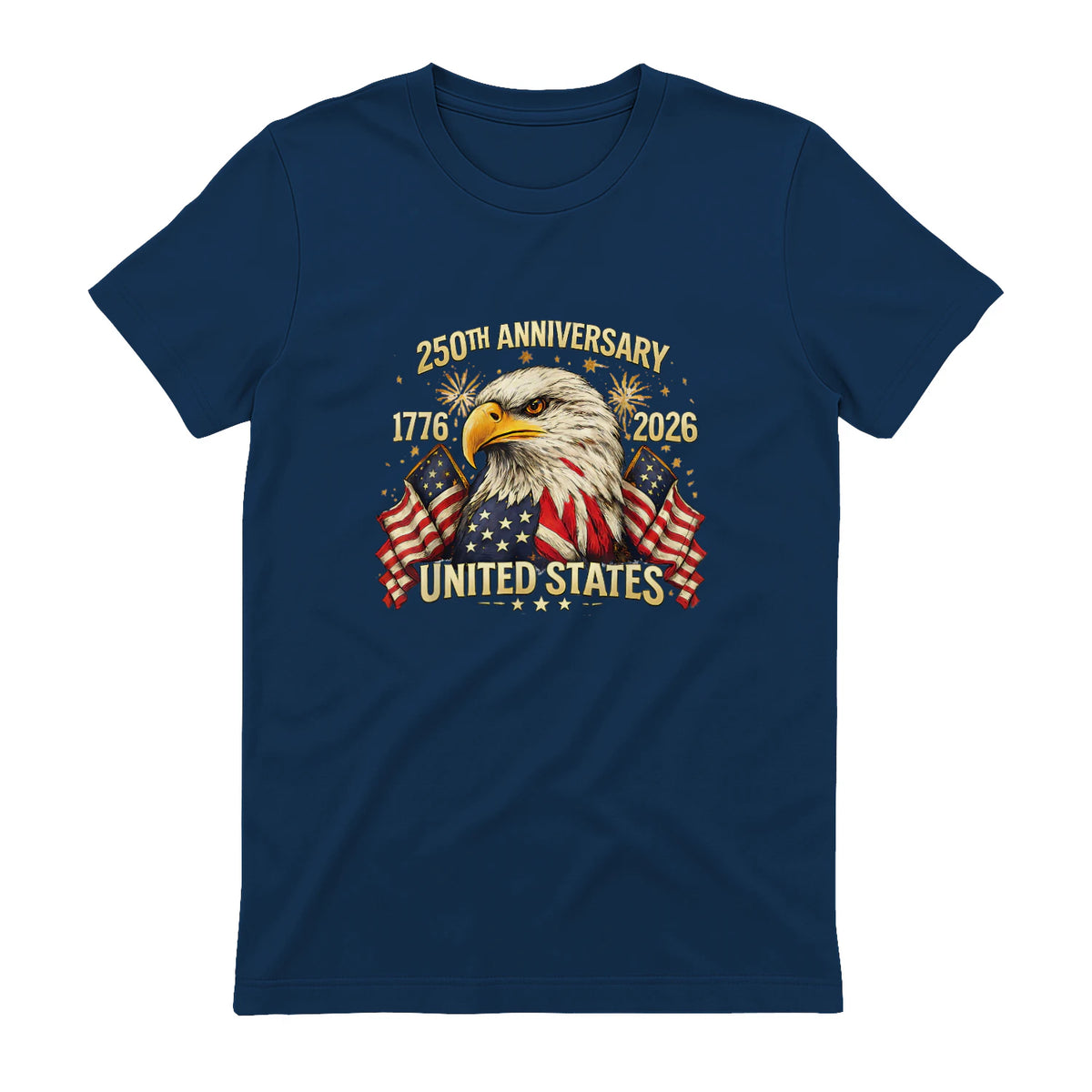 American Flag Anniversary T-Shirt in Navy - back view
