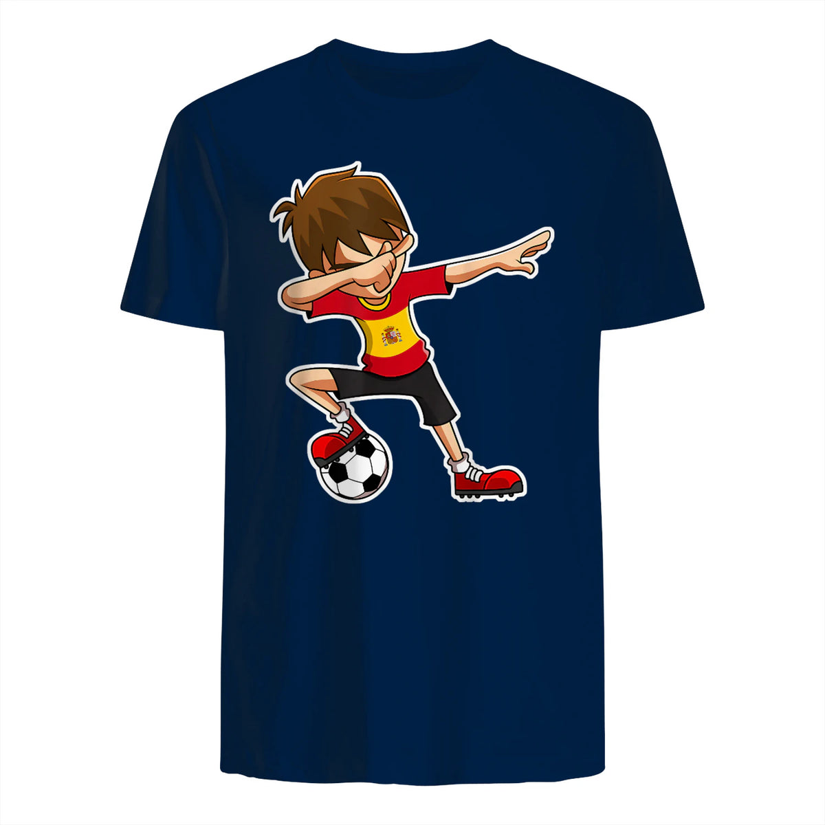 Dabbing Football Garçon Espagne Jersey, Espagnol Enfants Dab in Navy - back view