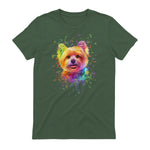 Colorful Splash Art Yorkshire Terrier Portrait Yorkshire Lover in Military Green - back view