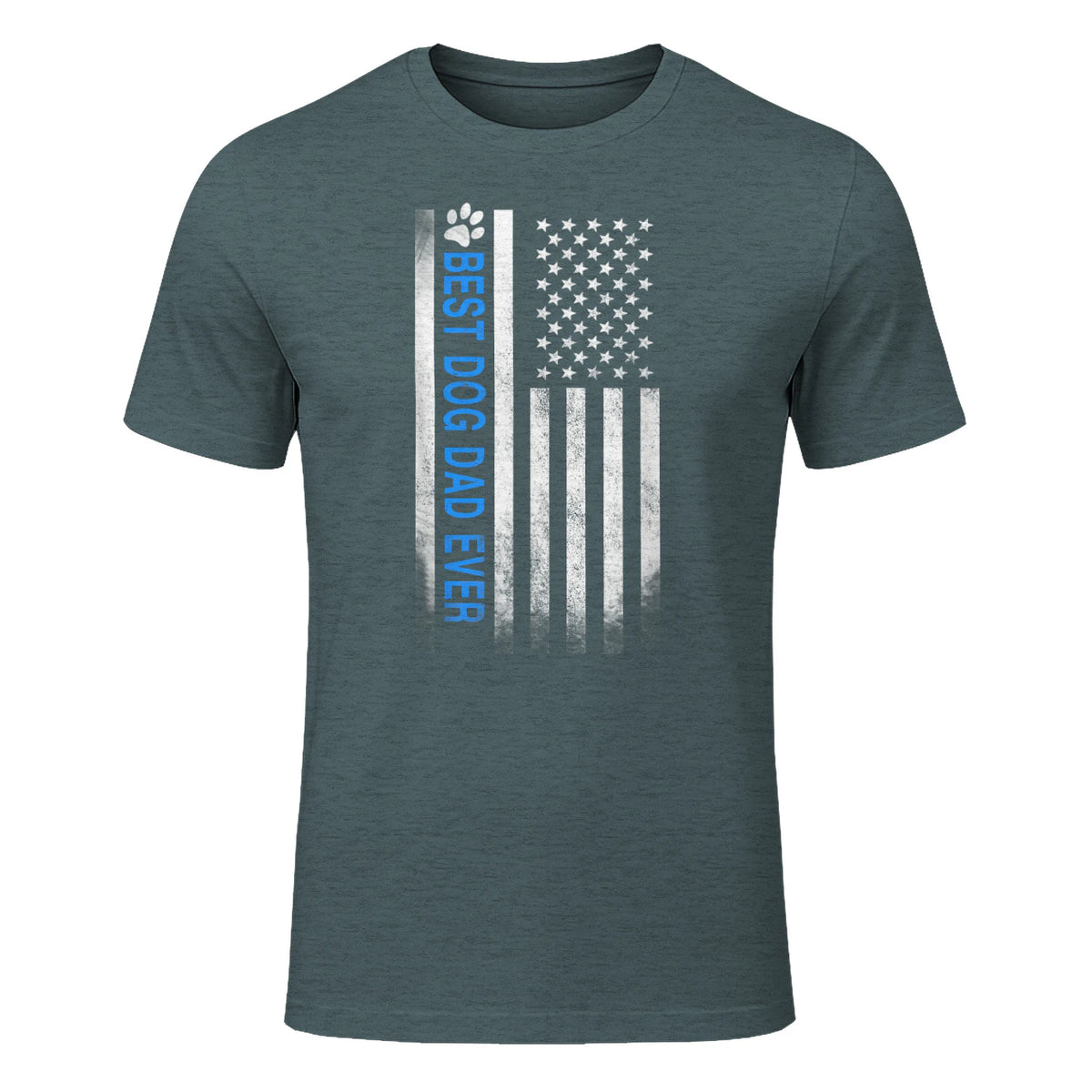 Best Dog Dad Ever American Flag T-Shirt Gift for Best Father in Dark Heather - front view
