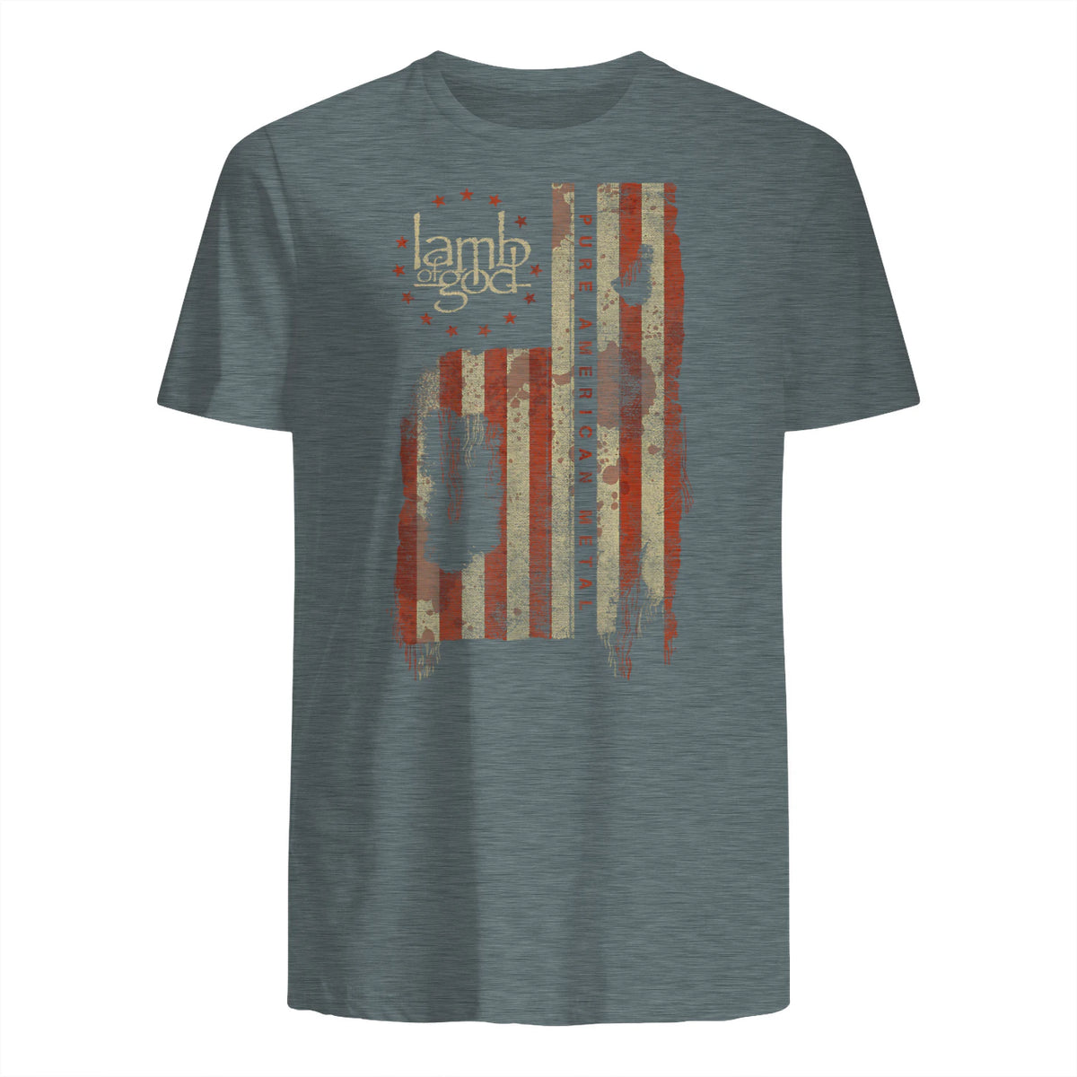 Lamb of God Pure American Metal Flag T-Shirt in Dark Heather - back view