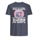 Manga & Anime Outfits for Women & Girls Anime Girl Merch Otaku Gift Just A Girl Who Loves Anime in Heather Navy - back view