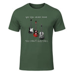 You Can Never Have Too Many Guitars T-Shirt Music Gift Tee in Military Green - front view