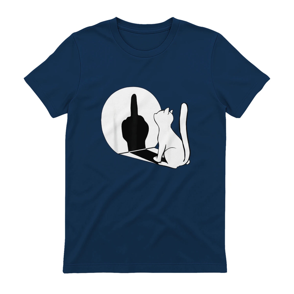 Chat Majeur drôle avec Doigt d'honneur in Navy - back view