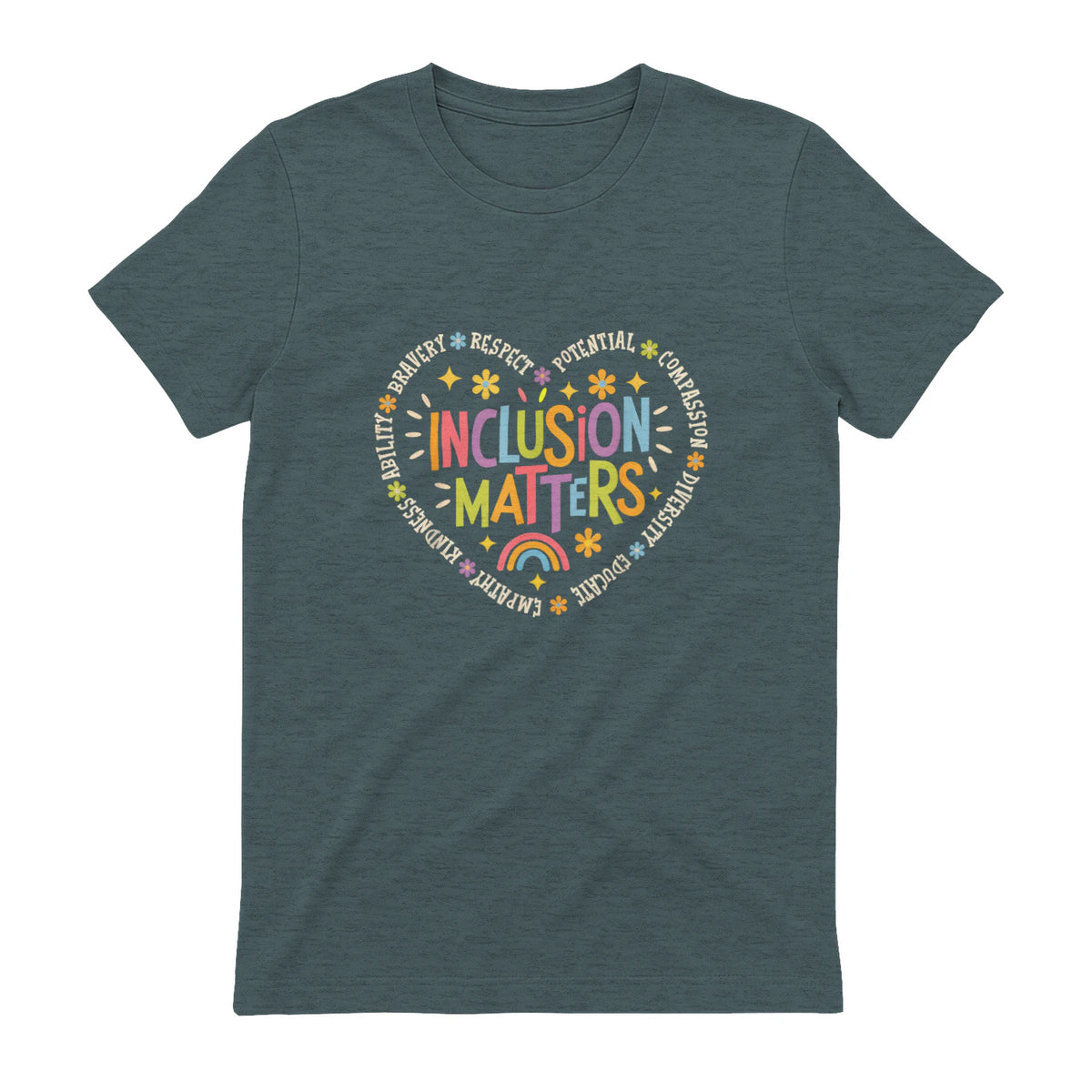 Inclusion Matters Special Education Teacher Autism Awareness in Dark Heather - back view