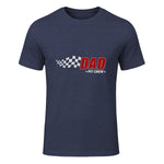 Dad Pit Crew Race Car T-Shirt in Heather Navy - front view