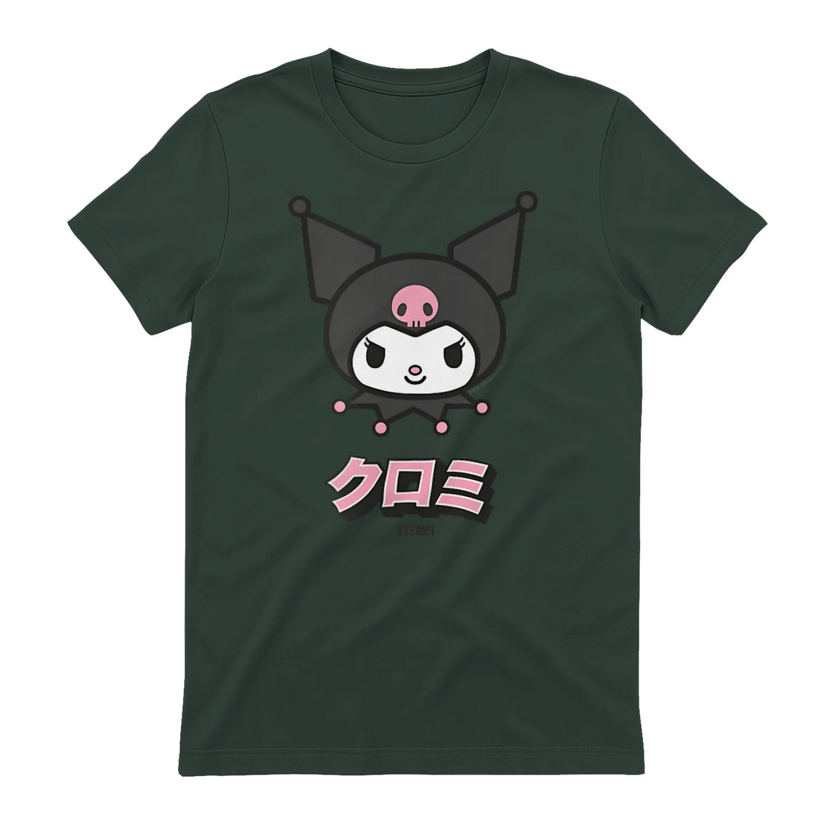 Kuromi Sanrio Character Classic Japan Design in Forest Green - back view