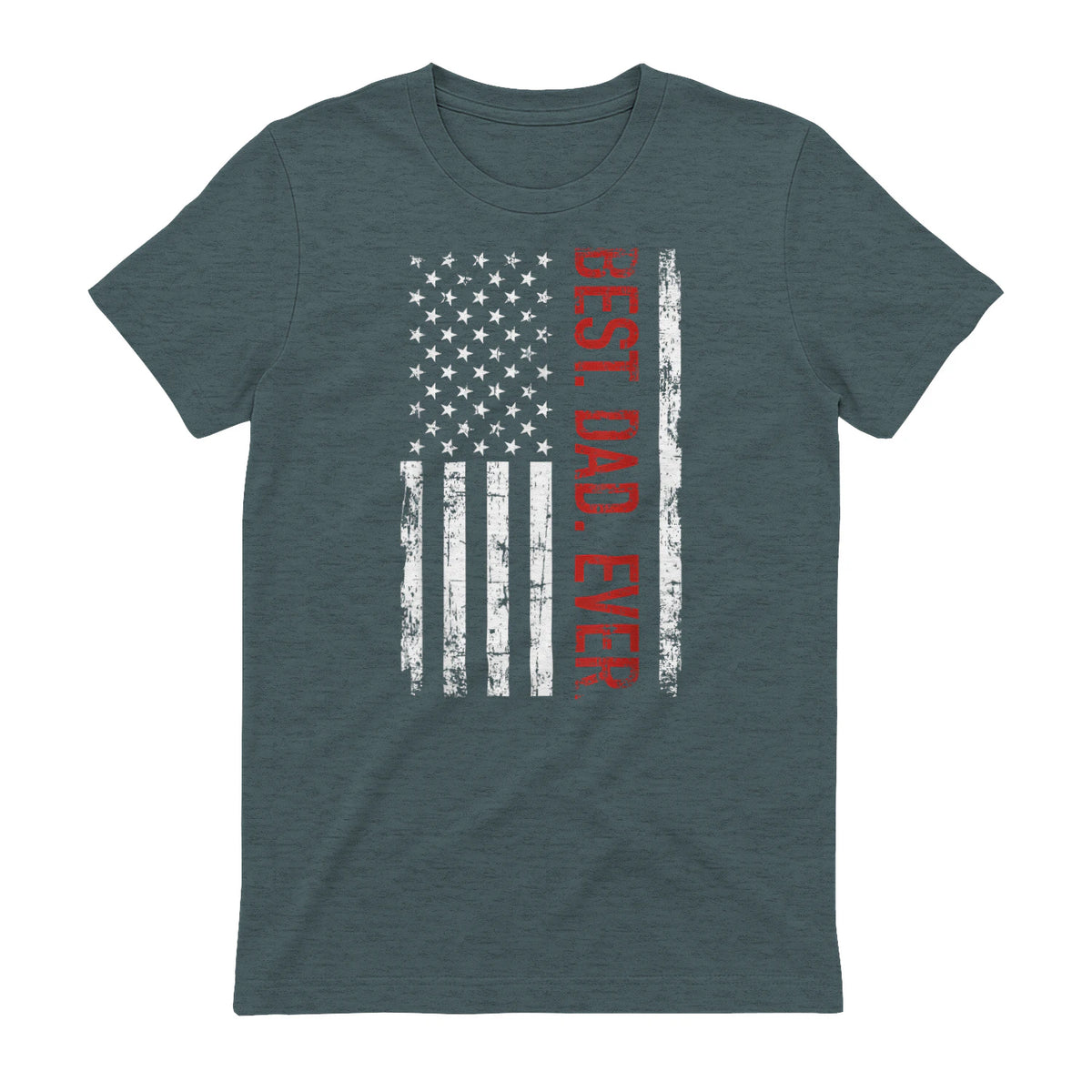 Best dad ever US american flag gift for father's day Short Sleeve in Dark Heather - back view