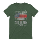 Vintage Anniversary Fourth of July Birthday T-Shirt in Military Green - back view