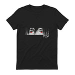 Anime in Japanese Characters Kawaii Eyes Face Short Sleeve in Black - back view