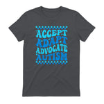 Accept Adapt Advocate Autism Awareness T-Shirt in Charcoal - back view