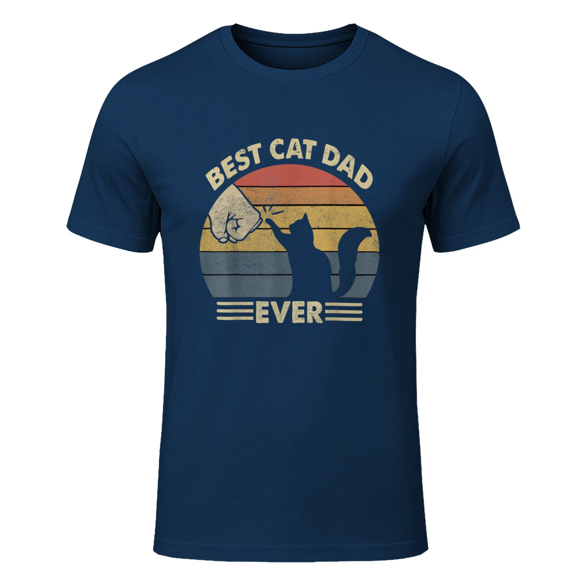 Best Cat Dad Ever T-Shirt in Navy - front view
