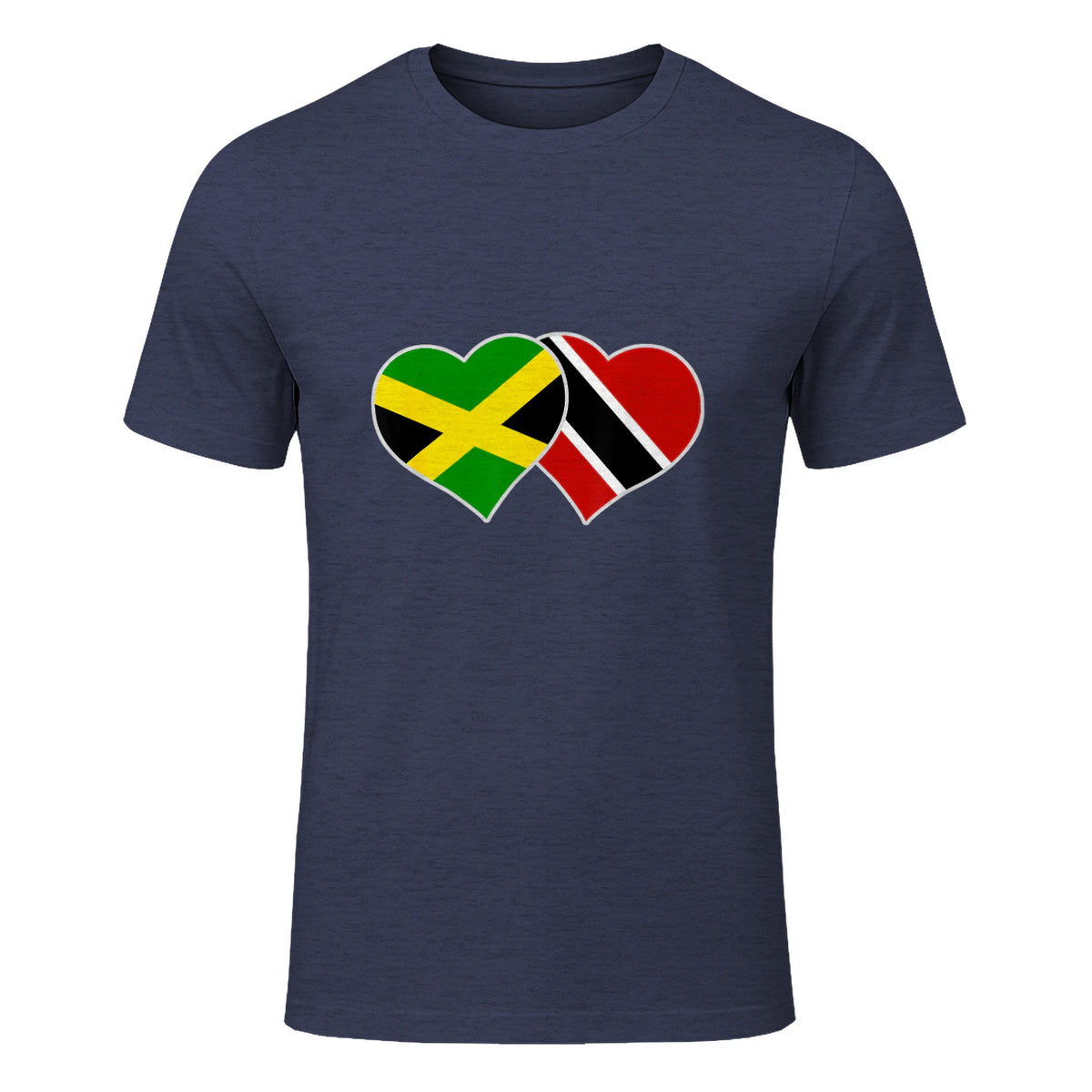 Trinidadian Jamaican Heart Love Jamaica Trinidad Flag in Heather Navy - front view