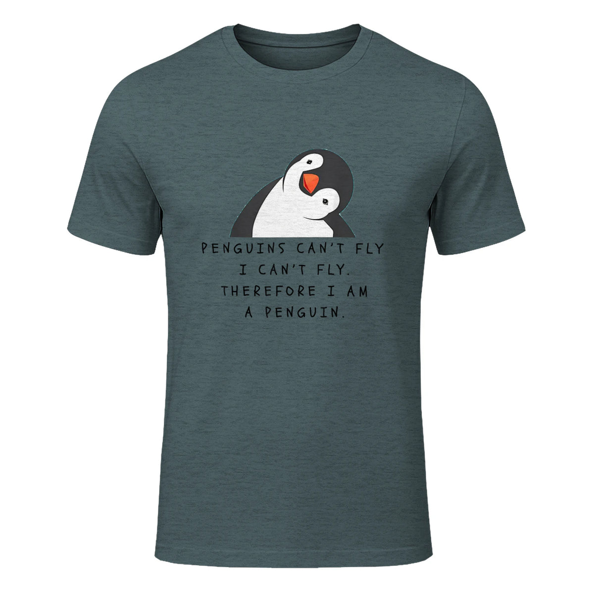 Funny Penguins T-Shirt Women and Chilldren Gift T-Shirt UK in Dark Heather - front view