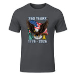American Flag Fourth of July Anniversary T-Shirt in Charcoal - front view