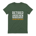 Funny Retirement Party Men's T-Shirt - Dad Humor, Classic Fit, Short Sleeve - Black in Military Green - back view