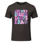 In My Double Digits Era Tenth Birthday Girl T-Shirt in Dark Chocolate - front view
