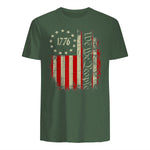 USA Patriotic Fourth of July America T-Shirt in Military Green - back view