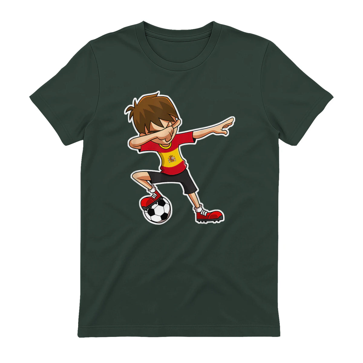 Dabbing Football Garçon Espagne Jersey, Espagnol Enfants Dab in Forest Green - back view