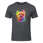 Colorful Splash Art Yorkshire Terrier Portrait Yorkshire Lover in Charcoal - front view