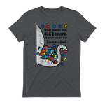 What Makes You Different Autism Awareness T-Shirt in Charcoal - back view