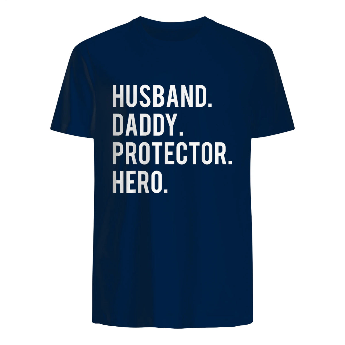 Husband daddy protector hero T Shirt cool father dad tee in Navy - back view