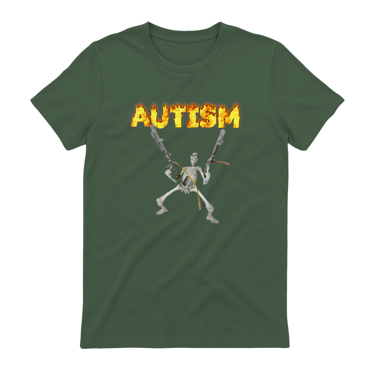 Autism Skeleton Meme in Military Green - back view