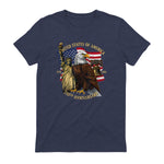 Patriotic Eagle Liberty Bell Anniversary T-Shirt in Heather Navy - back view